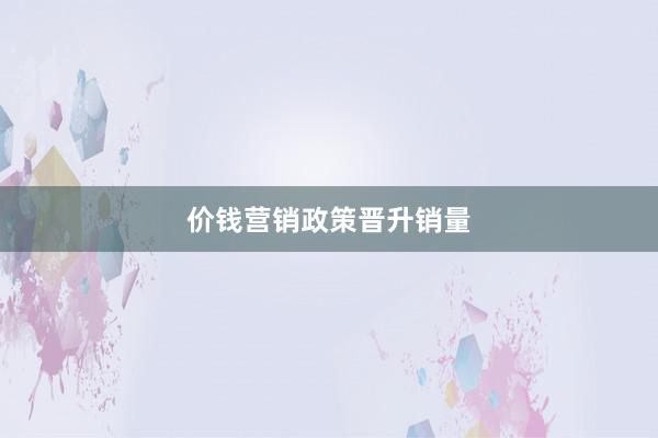 价钱营销政策晋升销量